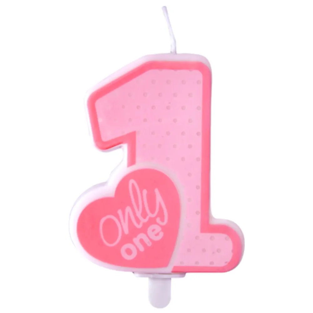 Lumanare Tort Aniversare 1 an Only ONE Roz - 8cm