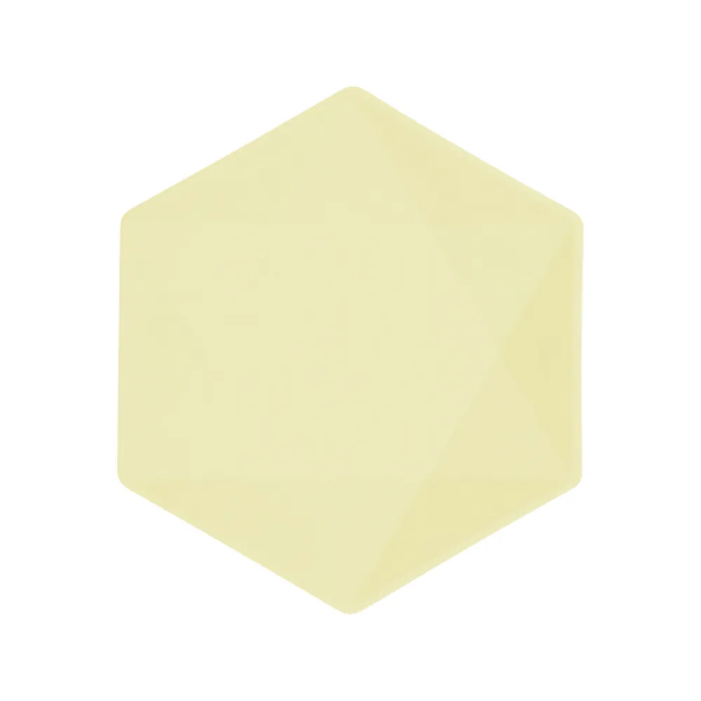 Set 6 Farfurii Hexagonale Galbene Decor Vert 20.8x18.1cm 9918239