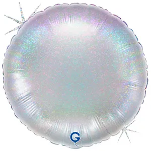Balon Folie Rotund Argintiu Holografic Glitter 46 cm Grabo