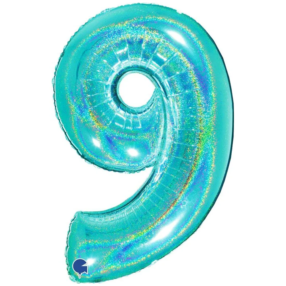 Balon Folie Jumbo CIFRA 9 Tiffany Glitter 102 cm Grabo