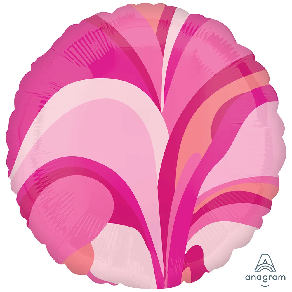 Balon Folie Rotund Roz Macro Marble 43cm ANAGRAM 4712701