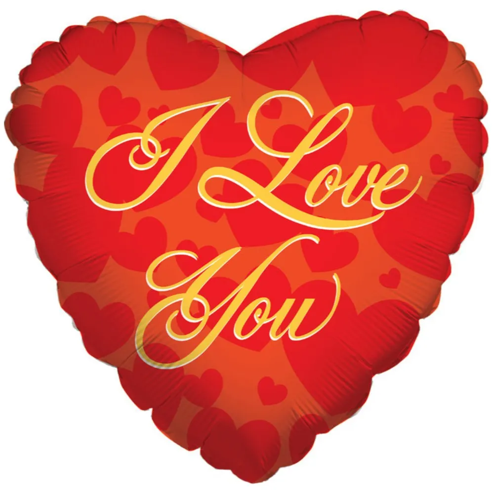 Balon folie inima I Love You rosu cu auriu 45cm 17326
