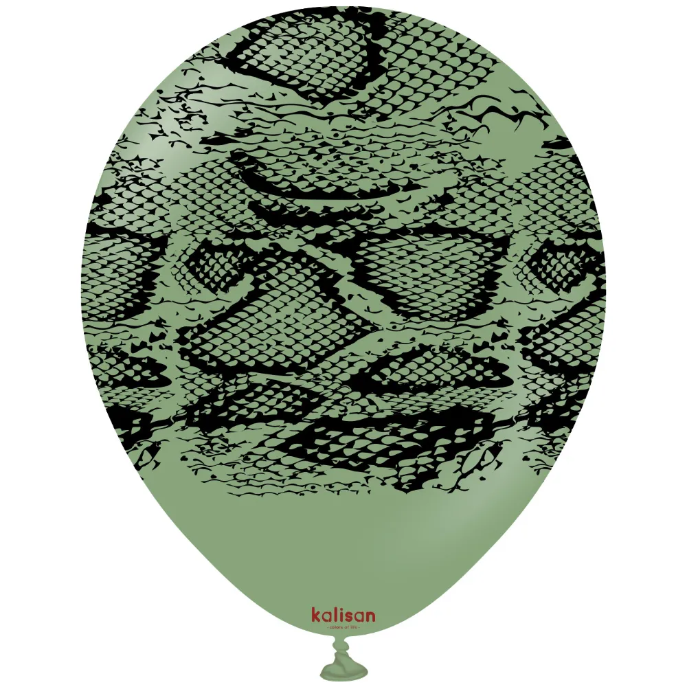 Baloane latex 30cm Safari Snake N - Eucalyptus Print - Black