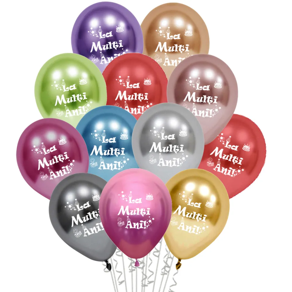 Set 12 Baloane Chrome Multicolor Print La Multi ani!