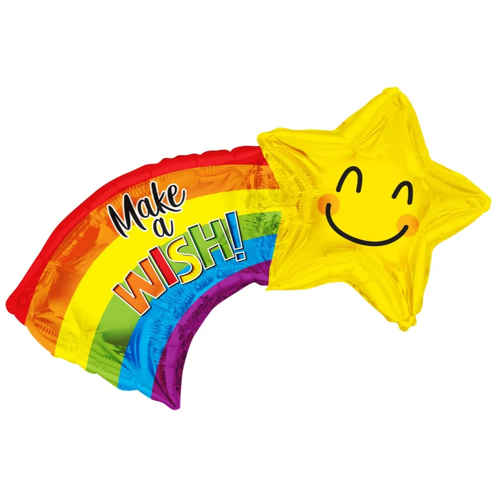 Balon Folie Figurina Curcubeu Make a Wish 70cm