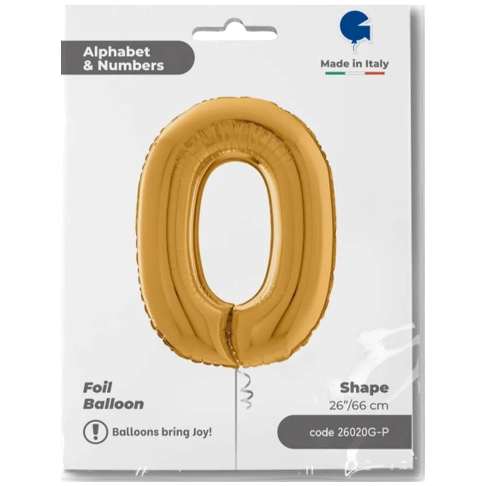 Balon Folie CIFRA 0 Auriu 66 cm Grabo