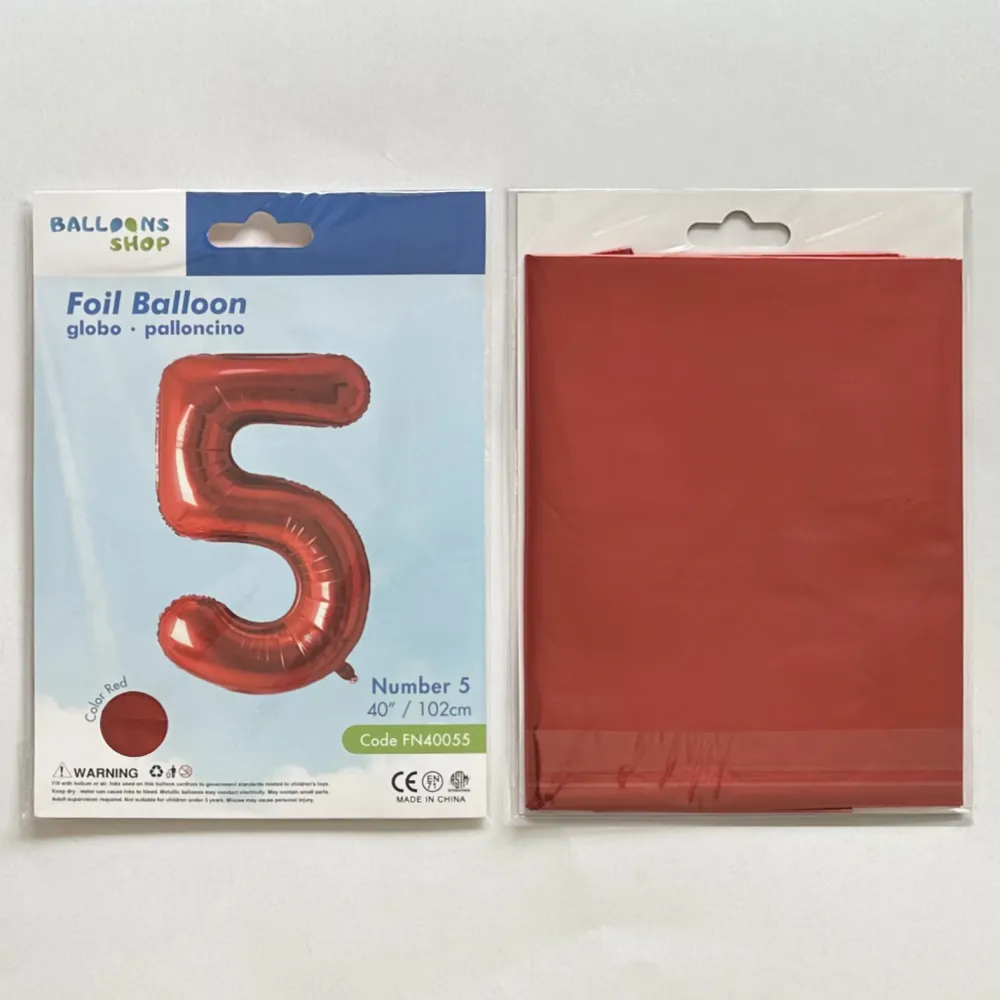 Balon Folie Cifra 5 Rosu 87cm