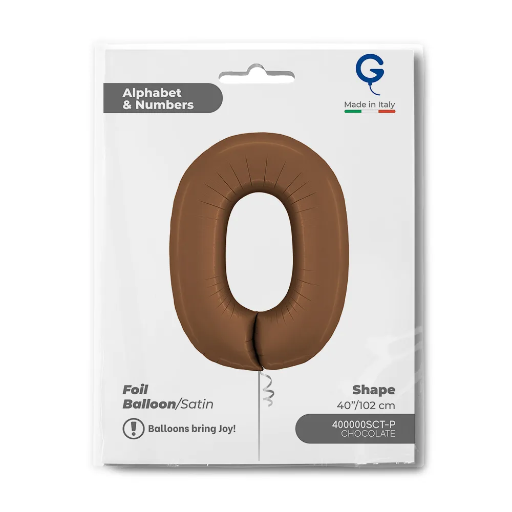 Balon Folie Cifra 0 Satin Chocolate 102cm