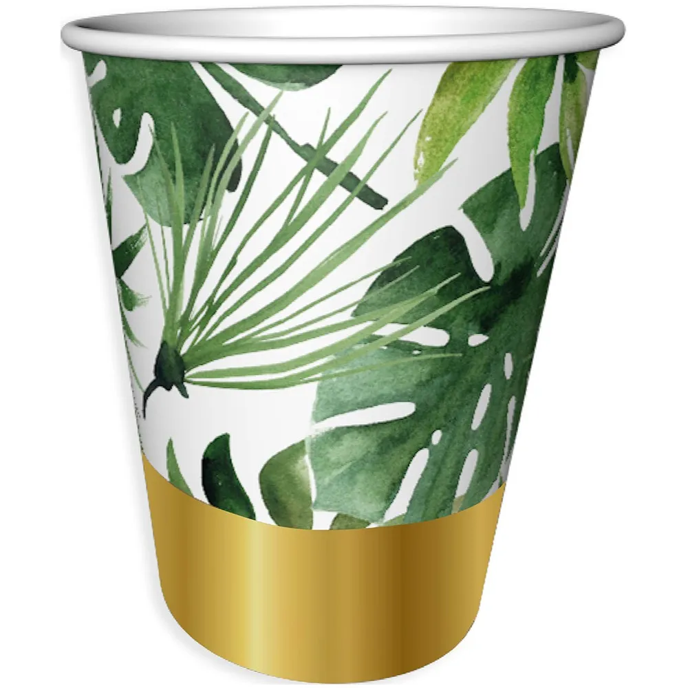 Set 6 Pahare Petrecere cu print Frunze Tropicale YP4900
