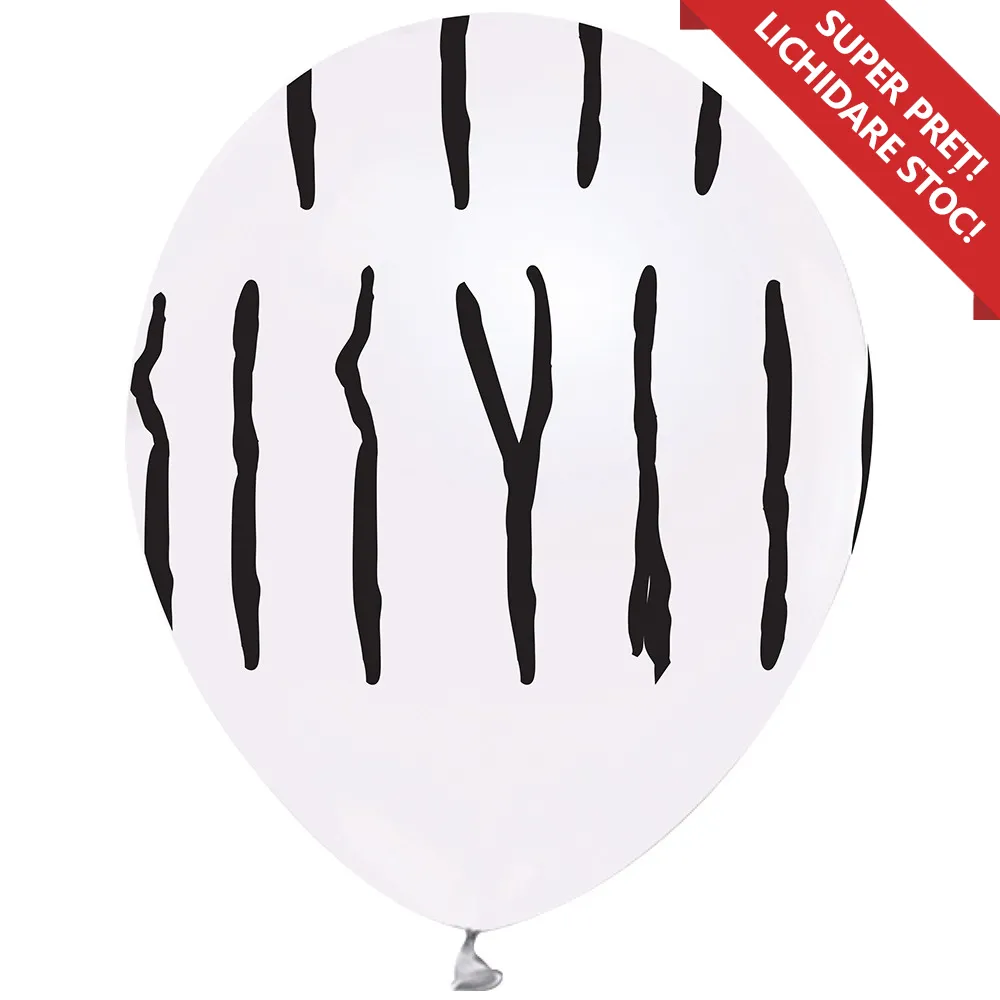 Baloane latex 30cm Albe cu animal print Zebra - All Around