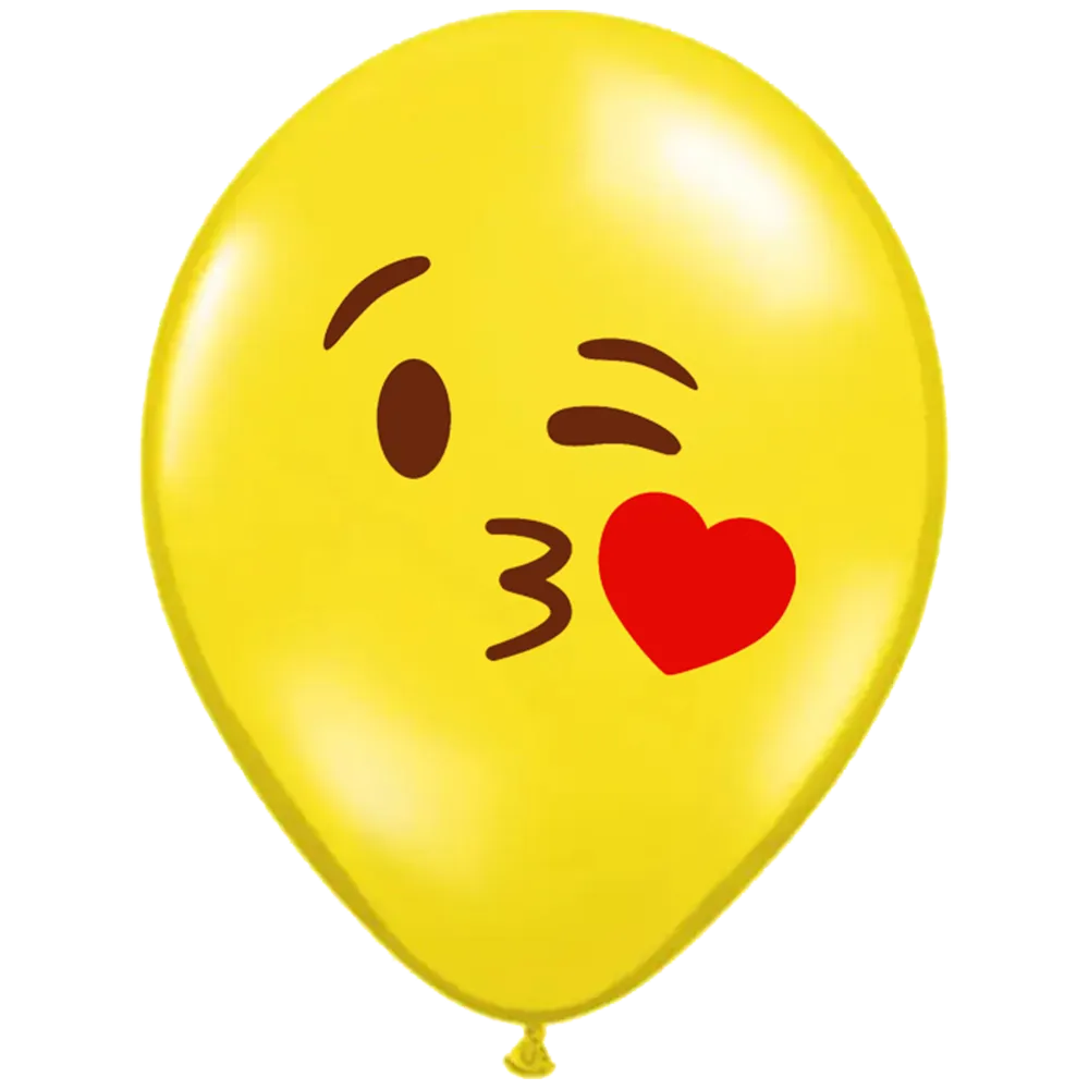 Set 12 Baloane Latex 30cm Galbene Print Emoticons