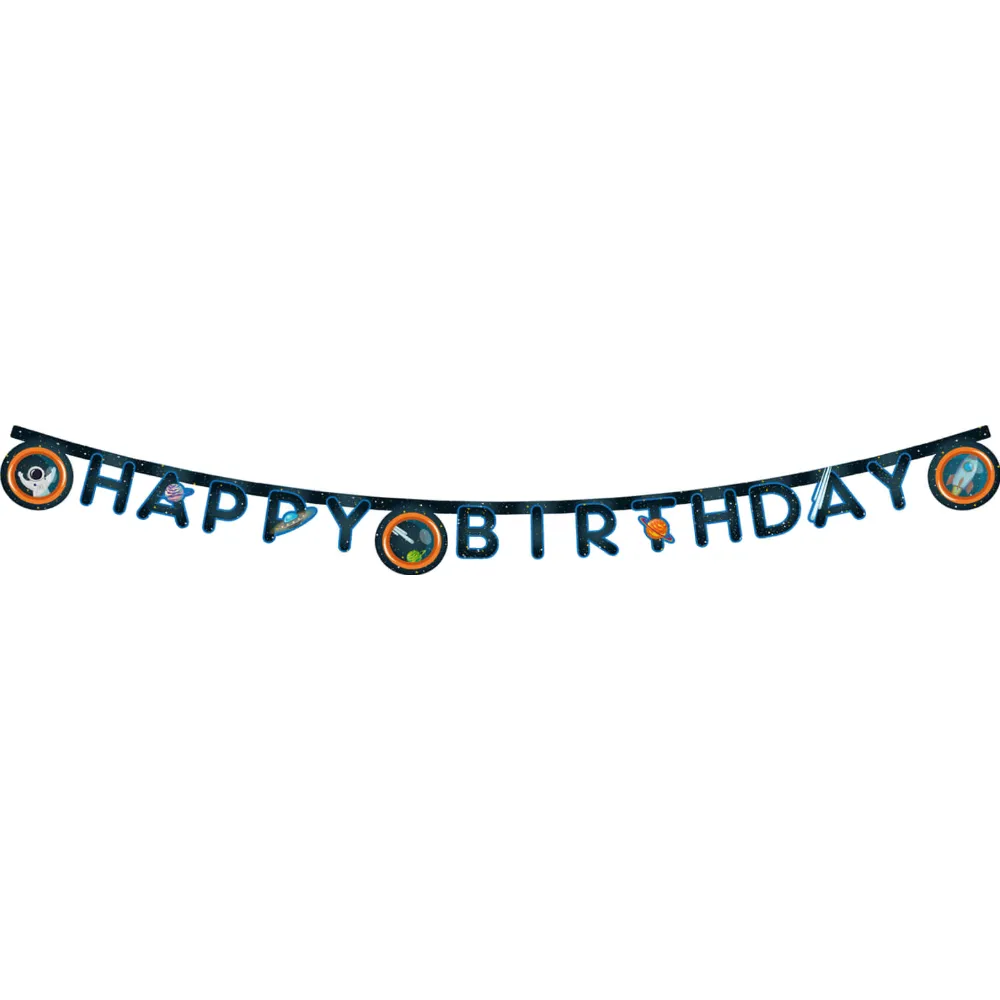 Banner Petrecere Happy Birthday Rocket Space