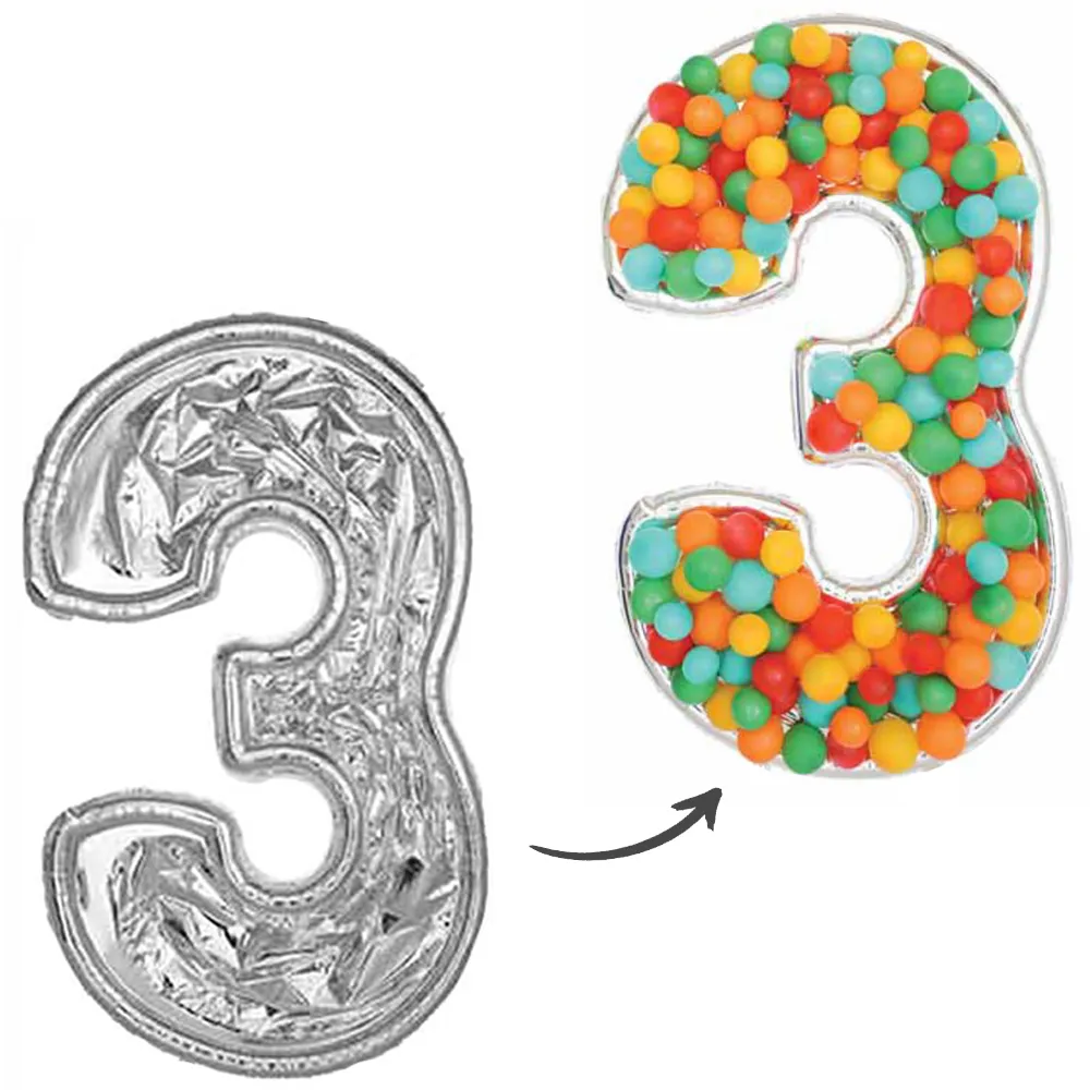 Balon Folie DIY Cifra 3 Argintiu 165cm