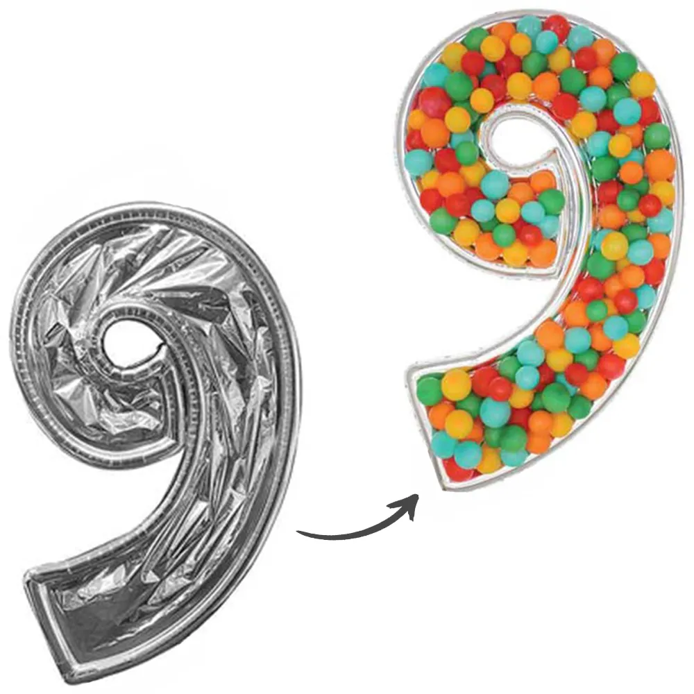 Balon Folie DIY Cifra 9 Argintiu 165cm