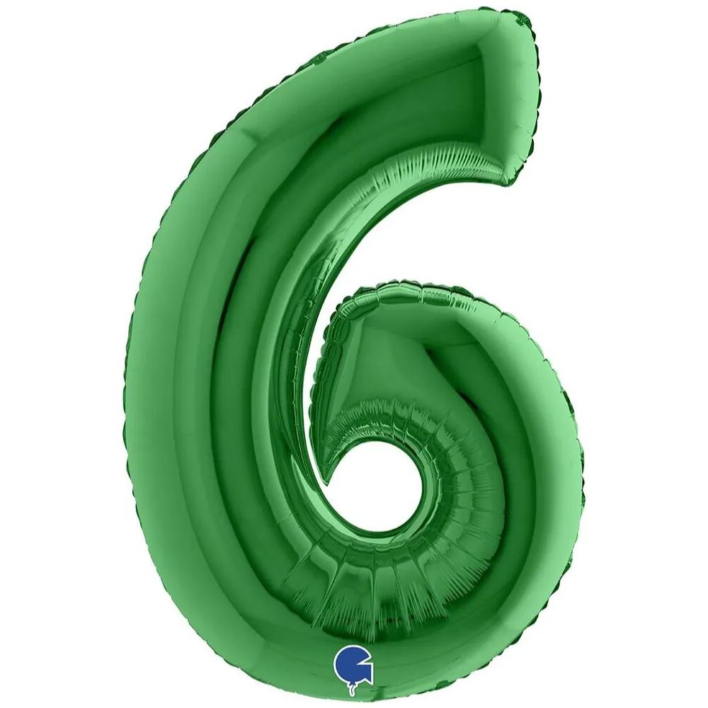 Balon Folie JUMBO CIFRA 6 VERDE 102 cm Grabo