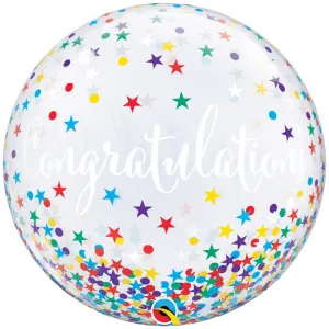 Deco Bubble Confetti Stelute Congratulations 22inch - 55cm 17421 Qualatex