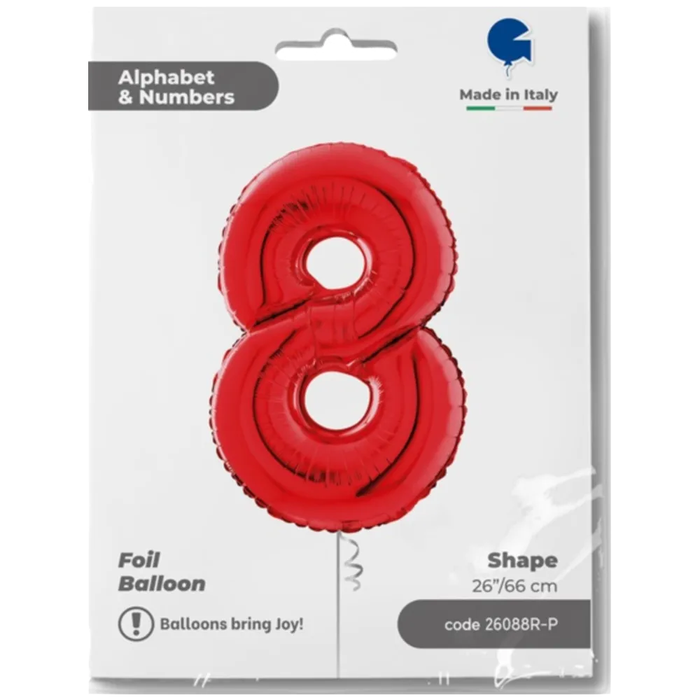 Balon Folie CIFRA 8 Rosu 66 cm Grabo