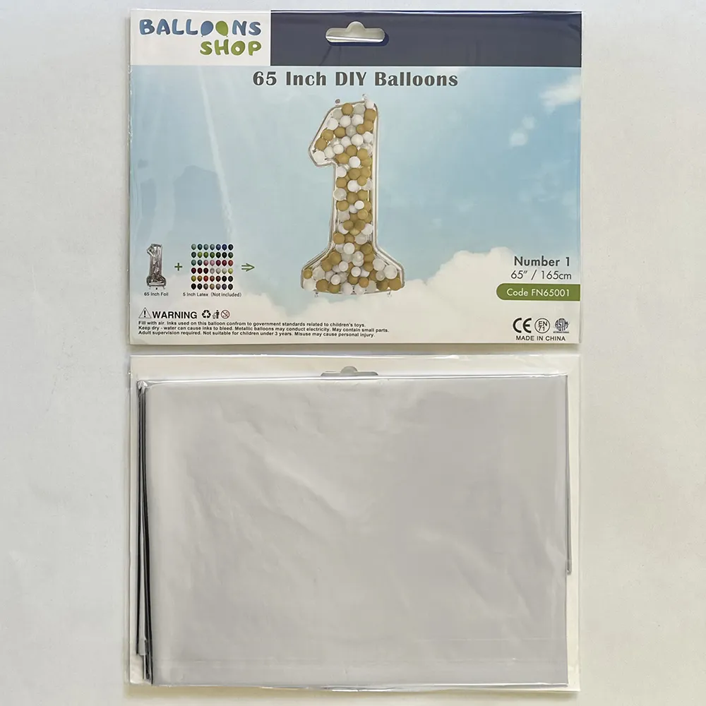 Balon Folie DIY Cifra 1 Argintiu 165cm