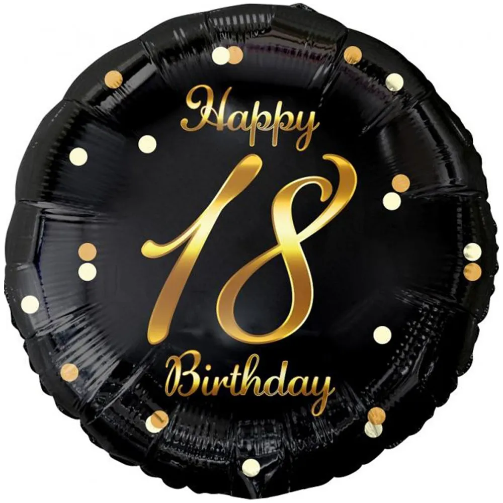 Balon Folie Rotund Happy 18th Birthday Confetti Auriu 45cm