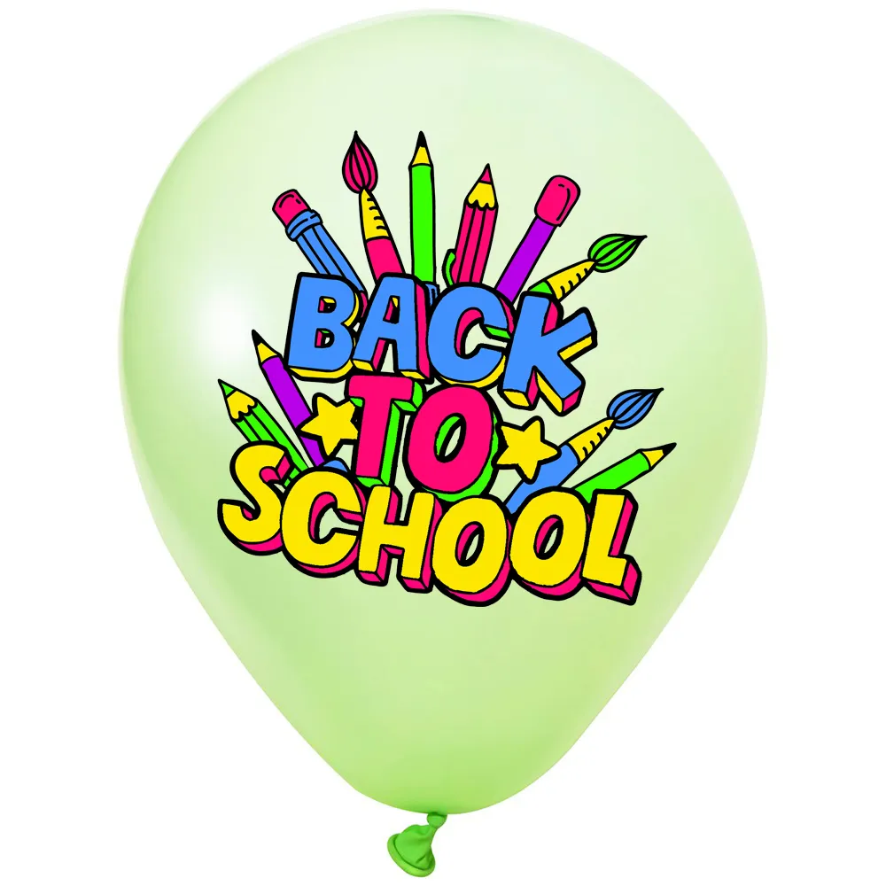 SET 12 Baloane Latex 33cm Asortate cu print Back to School BLS202409