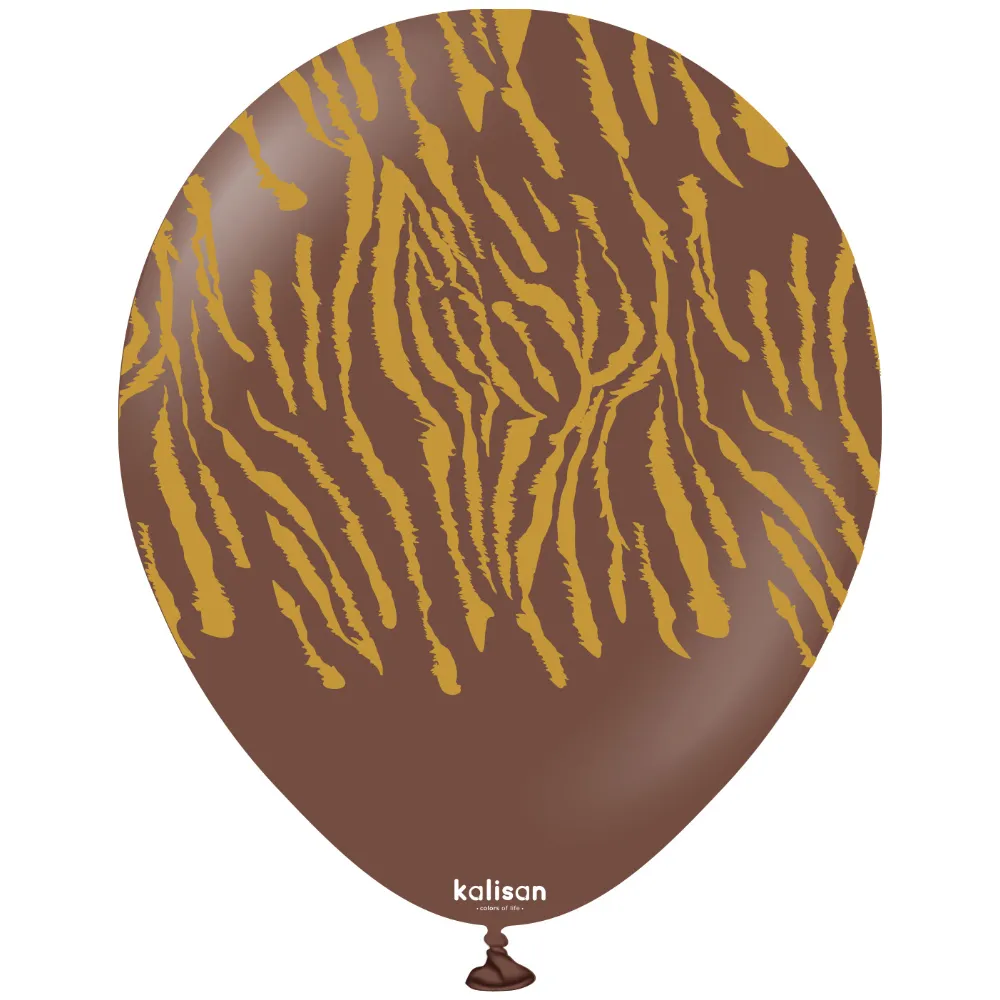 Baloane latex 30cm Safari Tiger N - Chocolate Brown Print - Gold