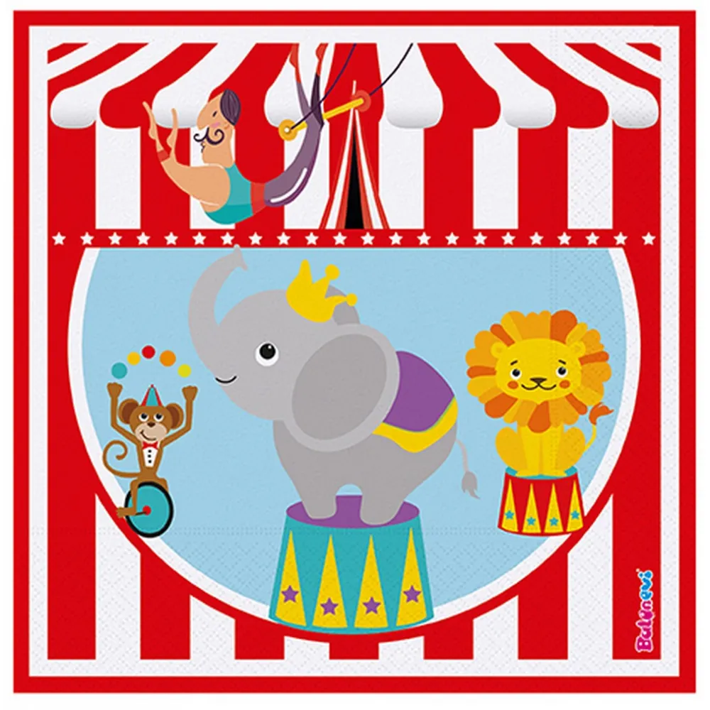 Set 16 Servetele petrecere cu print Circus