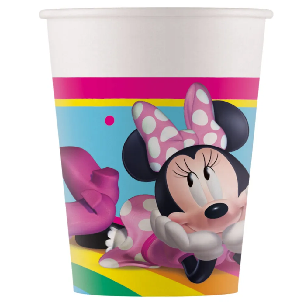 Set 8 Pahare Petrecere Carton 200ml Minnie Rainbow Makes Me Smile