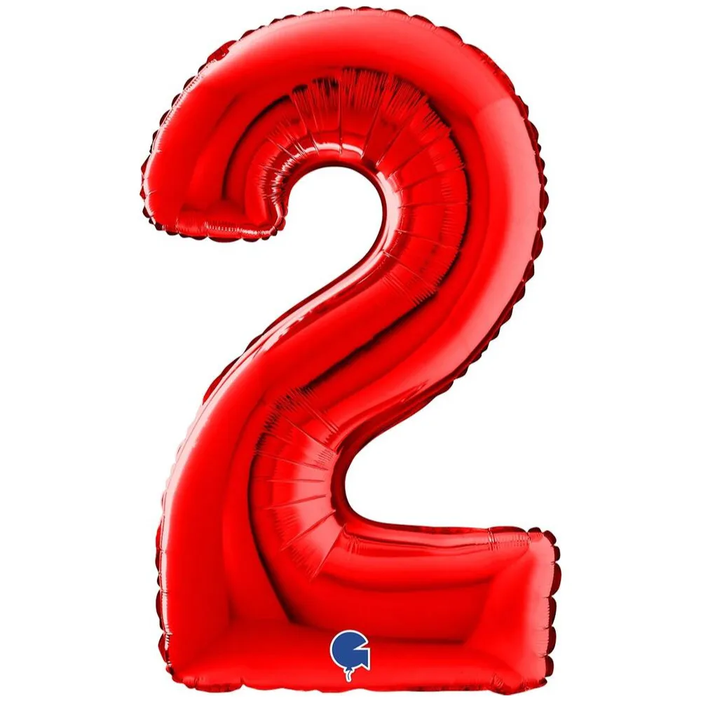 Balon Folie CIFRA 2 Rosu 66 cm Grabo