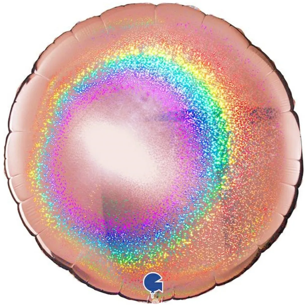 Balon Folie Jumbo Rotund Rose Gold Holografic 91 cm Grabo