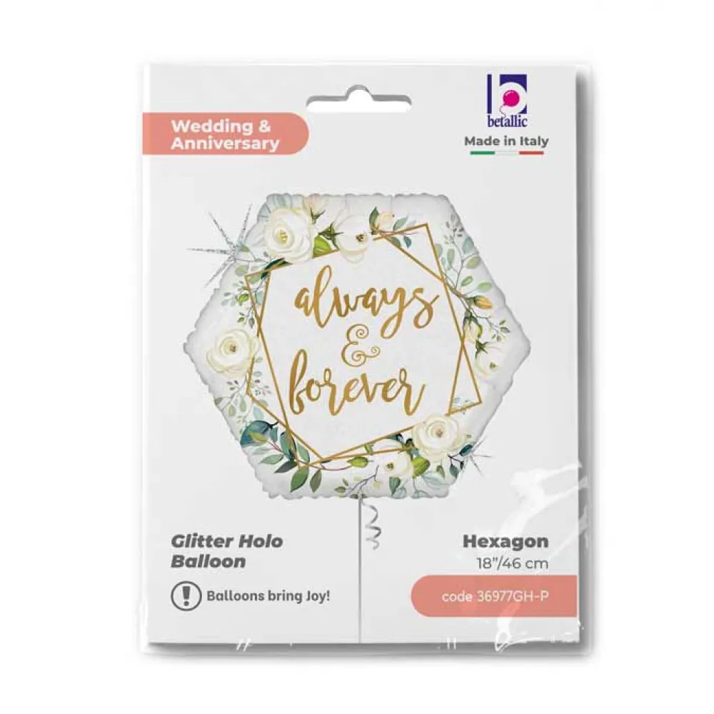 Balon Folie Hexagon Always & Forever 46 cm Grabo