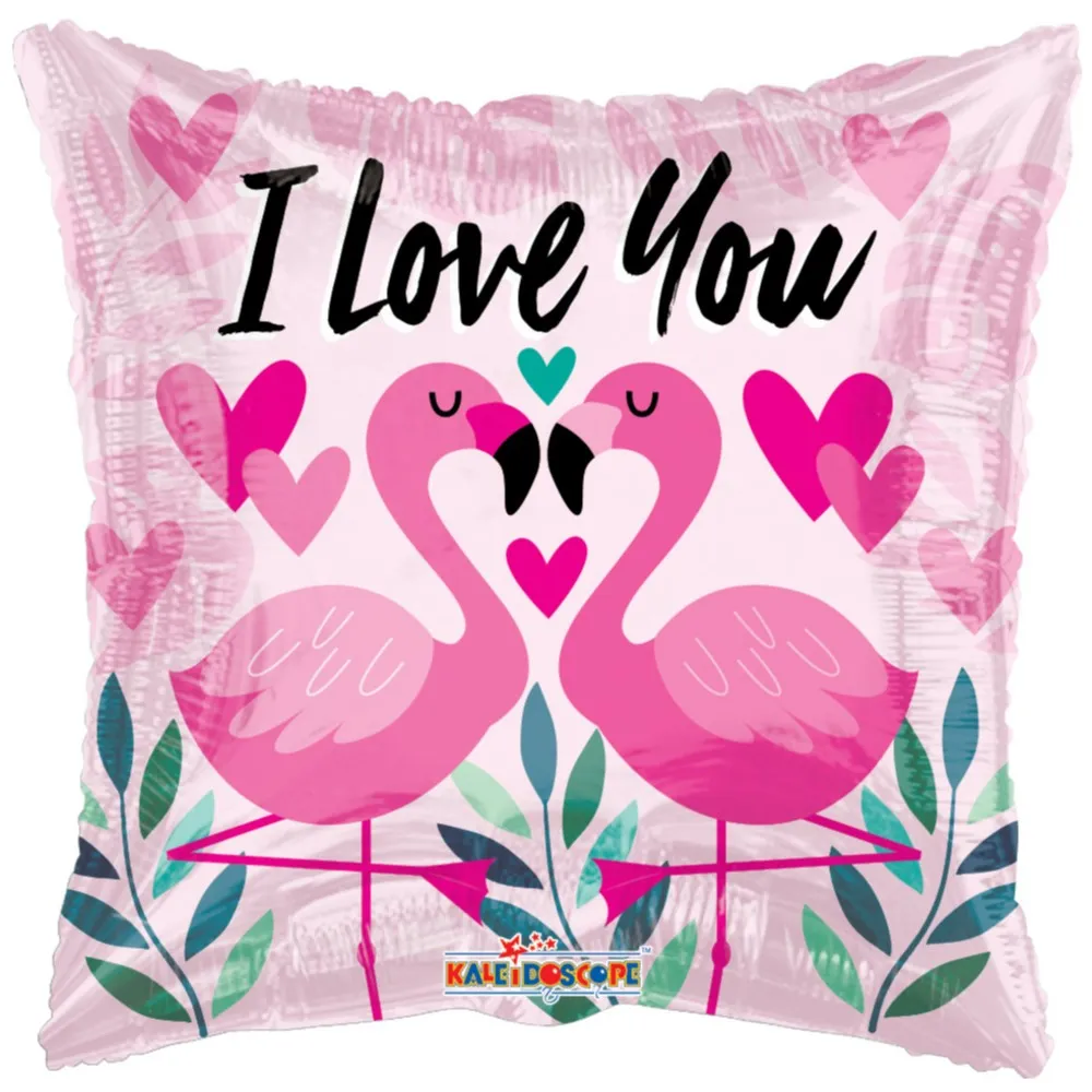 Balon Folie Patrat ILY Flamingo 45cm