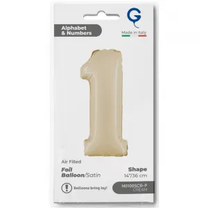 Balon Folie Cifra 1 Satin Cream 36cm