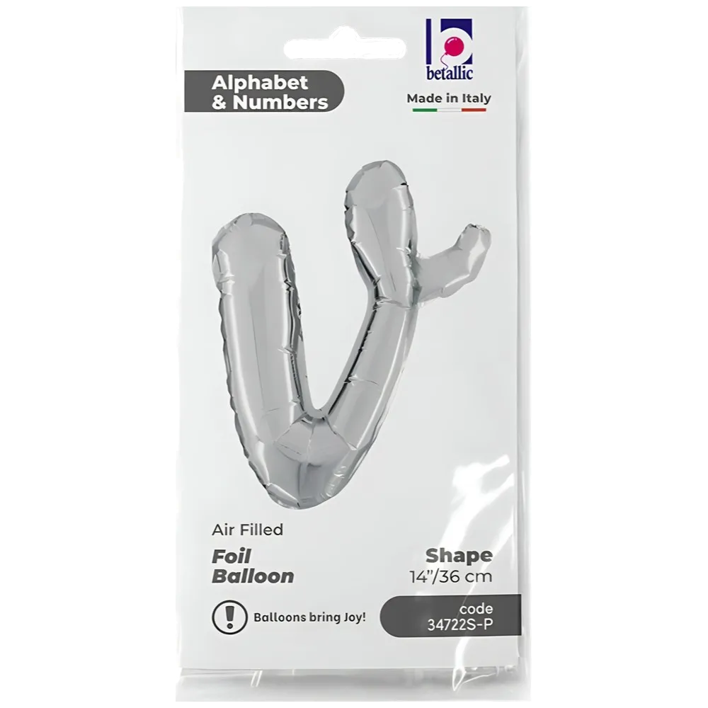 Balon Folie LITERA (AER) SCRIPT V Argintiu 35 cm Grabo