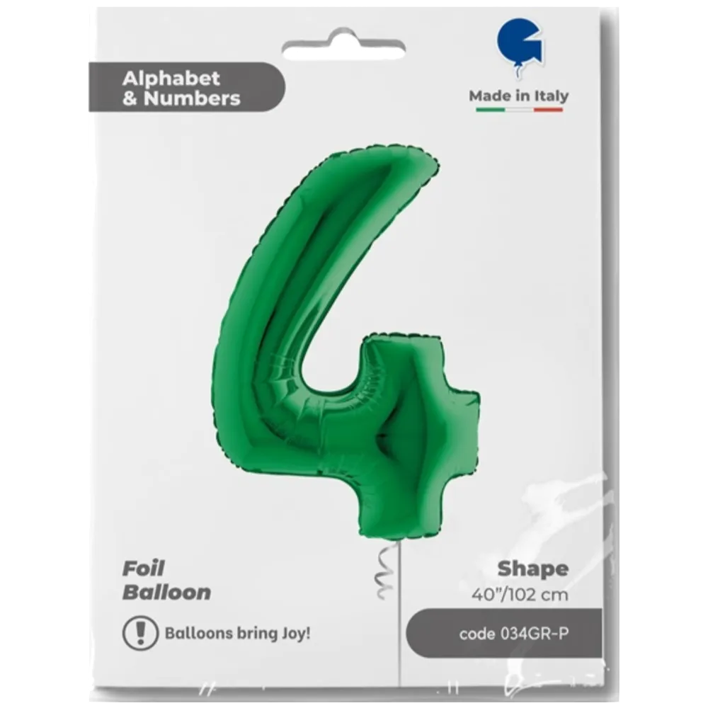 Balon Folie JUMBO CIFRA 4 VERDE 102 cm Grabo