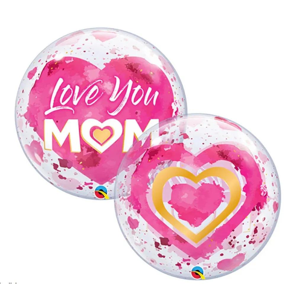 Deco Bubble I Love You Mom Inimioara Roz 22 inch - 55cm 82542 Qualatex