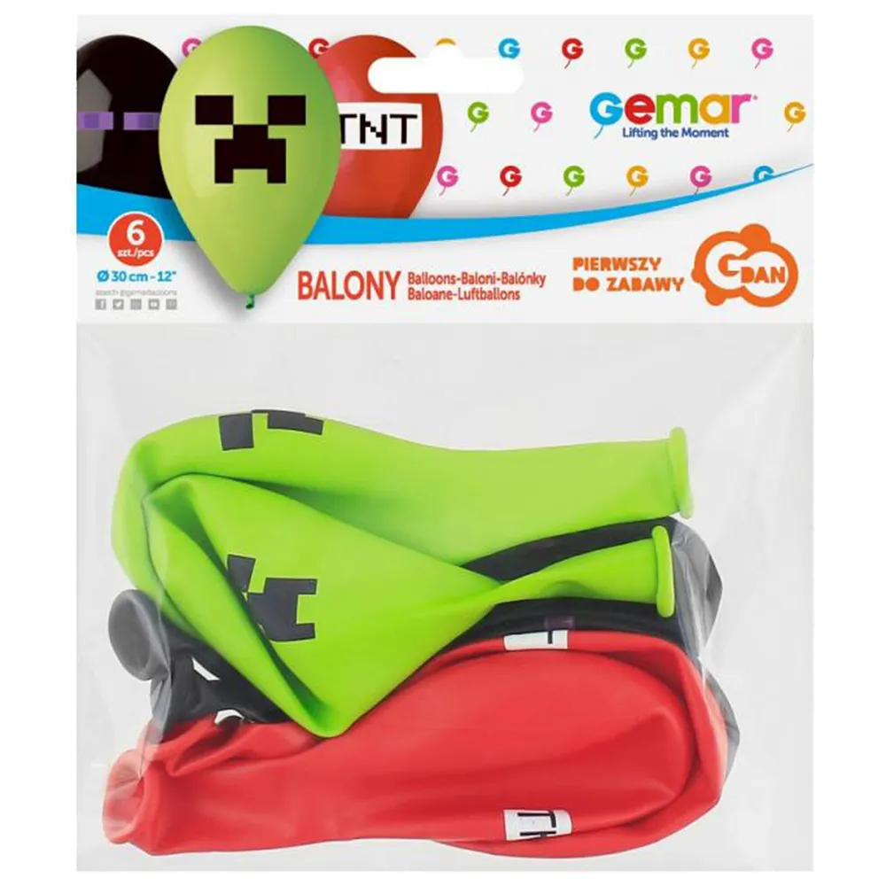 Set 6 baloane latex 30cm print Minecraft