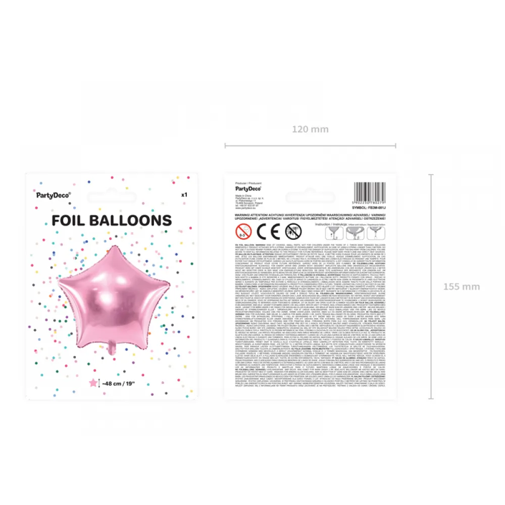 Balon folie Stea Roz 45cm PDC1054