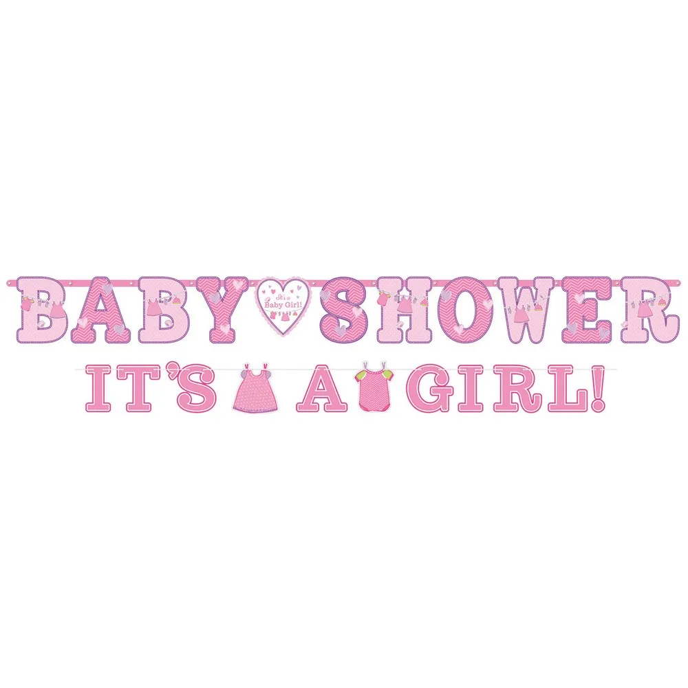 Set 2 bannere Carton (Hartie) - Baby Girl 256 x 25.4 cm / 182 x 10.1 cm AMS 121489