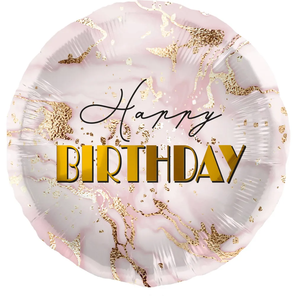Balon Folie Happy Birthday Rose Gold Marble 45cm