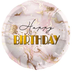 Balon Folie Happy Birthday Rose Gold Marble 45cm