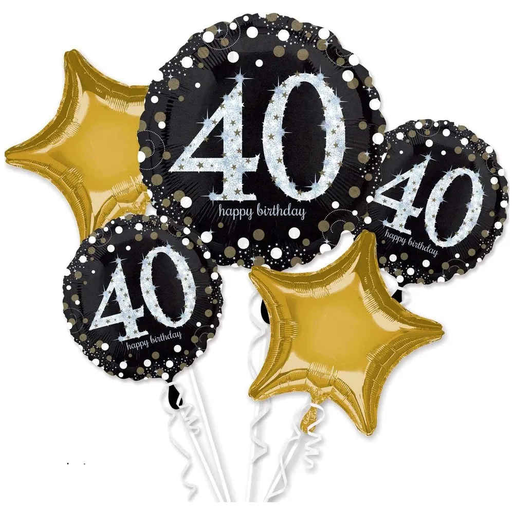 Buchet 5 baloane Sparkling 40th Birthday Amscan 3214401