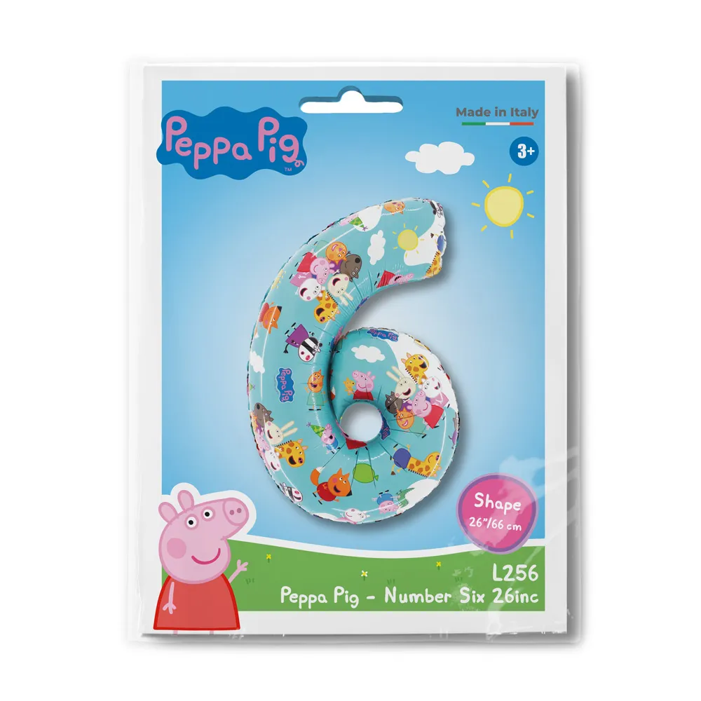 Balon Folie Cifra 6 Peppa Pig 66cm