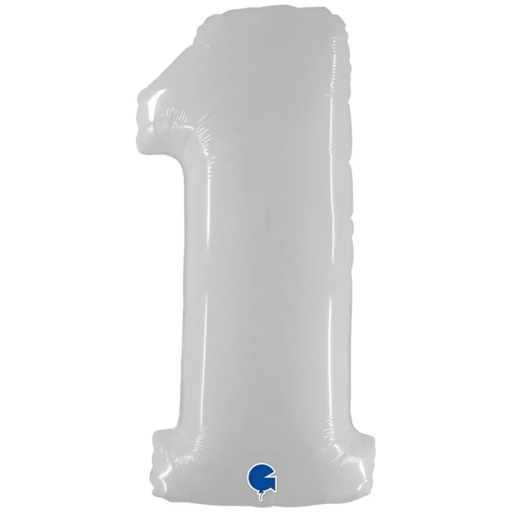 Balon Folie Jumbo CIFRA 1 Shiny White 102 cm Grabo