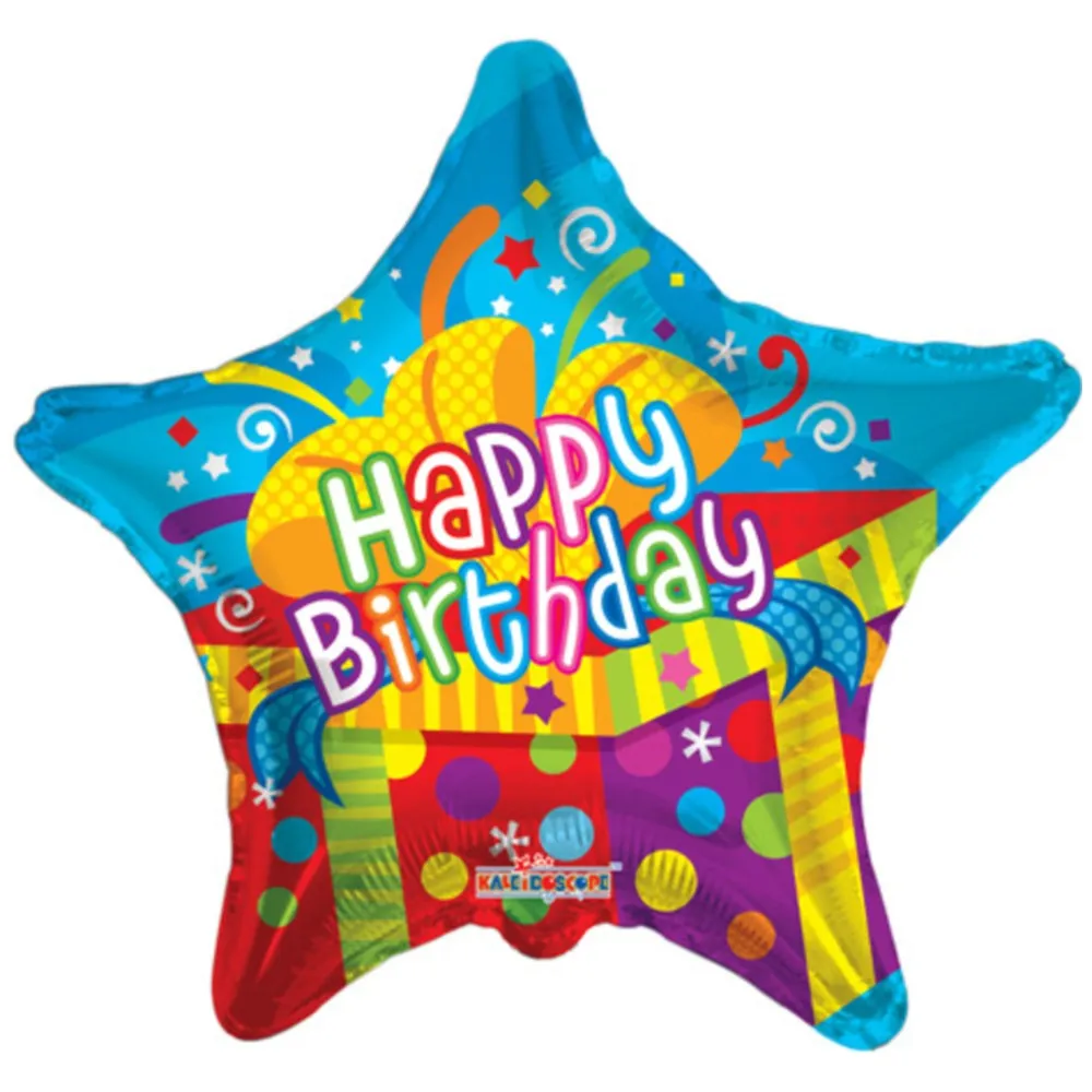 Balon folie Happy Birthday stea cu cadou 19277