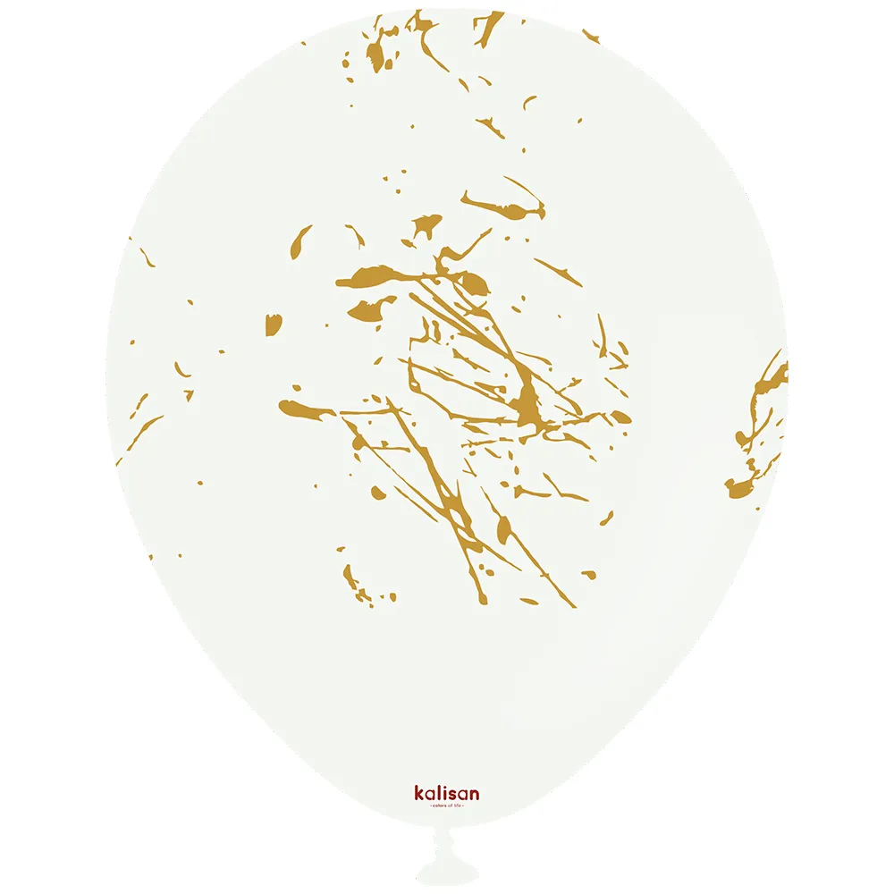 SET 25 Baloane latex 30cm Albe print Splatter Gold