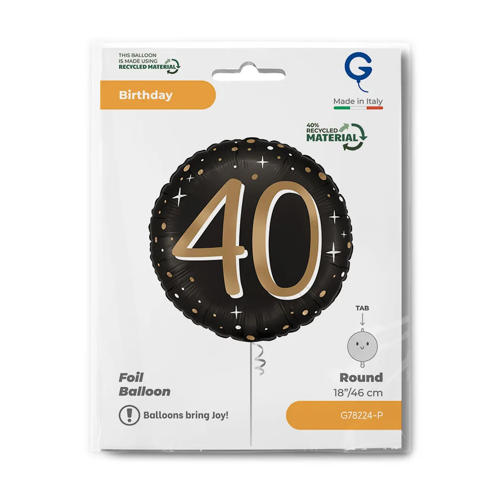 Balon Folie Rotund Aniversare 40 ani Auriu 46cm