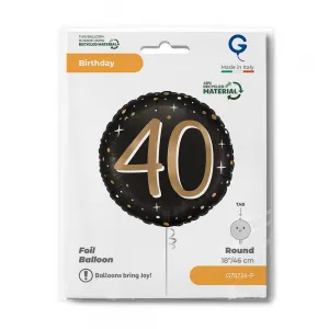 Balon Folie Rotund Aniversare 40 ani Auriu 46cm