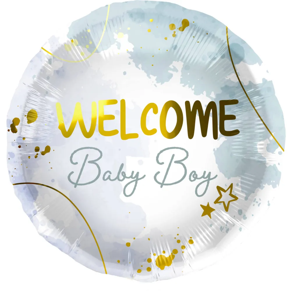 Balon Folie Welcome Baby Boy Auriu 45cm