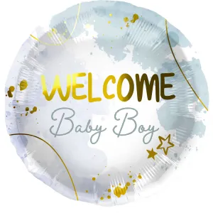 Balon Folie Welcome Baby Boy Auriu 45cm