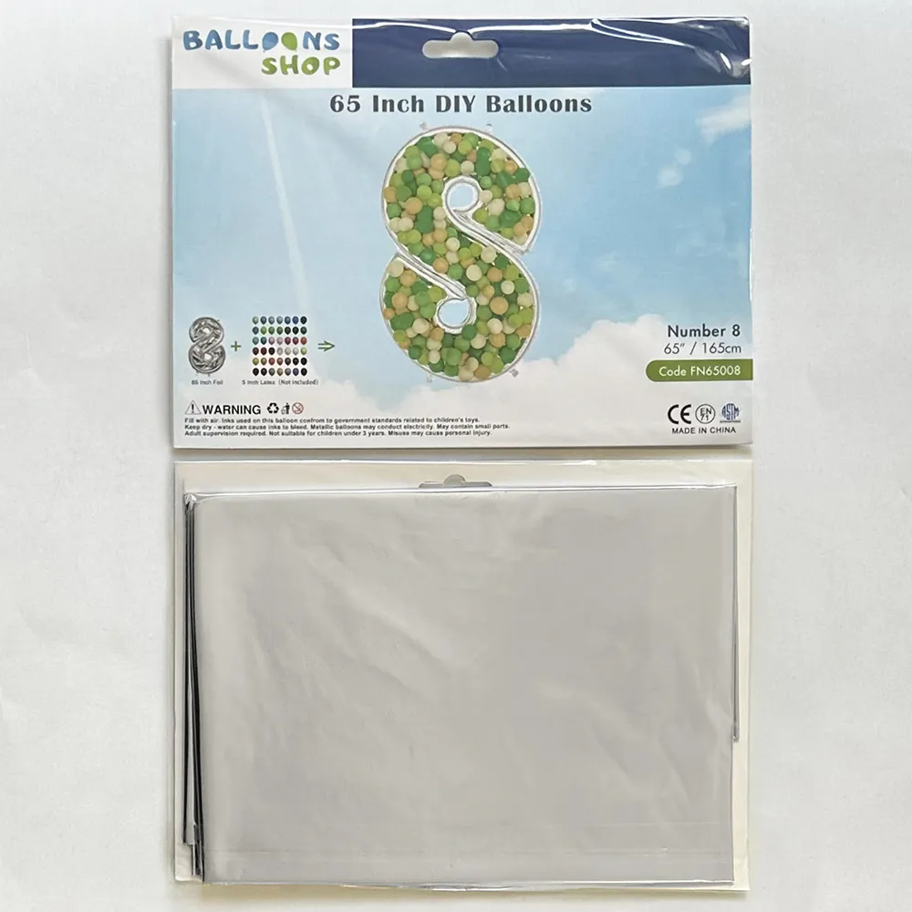 Balon Folie DIY Cifra 8 Argintiu 165cm